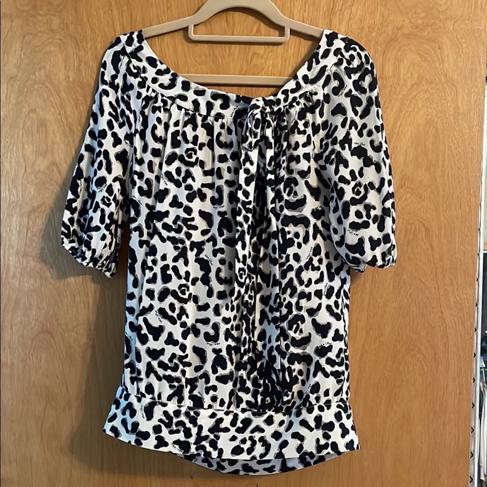 White House Black Market Leopard Print Women's Top